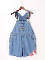 WEGO/【古着】Mickey刺繍 オーバーオールショーツ