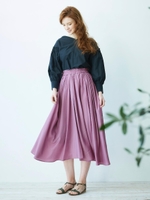 イレギュラーヘムギャザーロングスカート/イエロー