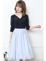 カラーフラワーリバーシブルスカート/ライトブルー