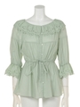 コットンレースギャザーブラウス/ミント