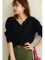 スカラップネックドルマンニット/ネイビー(120)