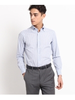 チェック柄ボタンダウンドレスシャツ/ライトブルー(791)