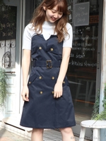 【sw】トレンチ風ワンピース/NVY