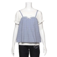 【30%OFF】ラメチェックキャミソール×キャンディスリーブTシャツセット