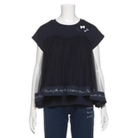 【30%OFF】リボン切り替えチュールTシャツ