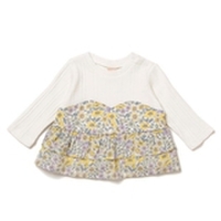 無地×花柄切り替えTシャツ