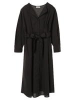 ・開襟シャツワンピース/ブラック