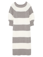 ボリュームスリーブニットミニワンピース/WHTxGRY