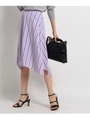 [L]ロイヤルデシンストライプスカート/ライトパープル(181)