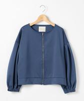 袖タックボリュームノーカラーブルゾン