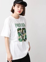 WEGO/カモフラナンバリングプリントTシャツ
