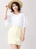 WEGO/ボタンアップタイトミニスカート