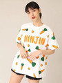 PUNYUS/フード総柄Tシャツ