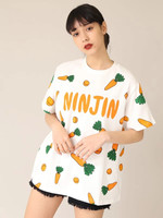 PUNYUS/フード総柄Tシャツ