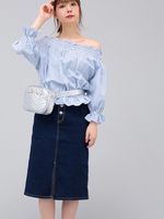 WEGO/ボタンフライタイトミドルスカート