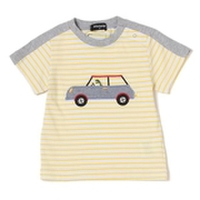 恐竜ドライブ刺しゅうボーダーTシャツ