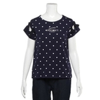 肩開きリボンつきTシャツ