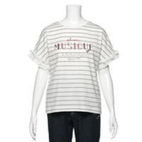 【30%OFF】袖フリルつきボーダーTシャツ