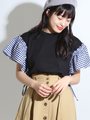 WEGO/ギンガムチェックスリーブTシャツ