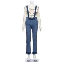 【50%OFF】【ニコ☆プチ掲載】サスペンダーつきフリンジデニムパンツ