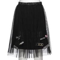 【50%OFF】【ニコ☆プチ掲載】チュール重ねロゴ入り裏起毛スカート