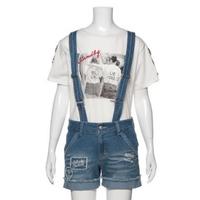 【50%OFF】サスペンダーつきロールアップデニムショートパンツ