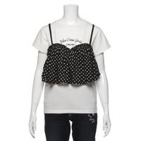 【50%OFF】ドット柄キャミレイヤード風Tシャツ