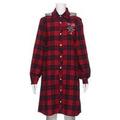 【50%OFF】フードつきチェック柄シャツワンピース