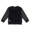 【50%OFF】前ボア袖チェック切り替え裏毛トレーナー