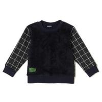 【50%OFF】前ボア袖チェック切り替え裏毛トレーナー