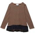 【LIEN】ボーダー裾別布フリルTシャツ