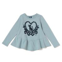 ネコプリント切り替えフリル裏毛トレーナー