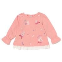 【30%OFF】花柄×シフォンフリルTシャツ