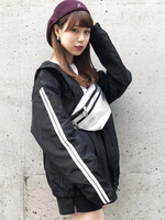 WEGO/2ラインナイロンジップパーカー