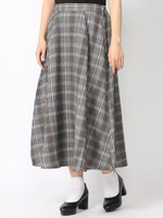 [18AW 新作アイテム]チェック柄ロングフレアスカート/ミディ/ミモレ