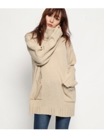 【AULI】 Bigタートルニットチュニック/ネイビー(018)