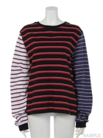 MULTI BORDER L/S TEE/BLACK MIX