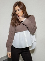 SHドッキングワッフルニットTOPS/モカ