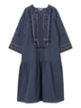 SQUARE NECK EMBROIDERED DRESS/ライトブルー