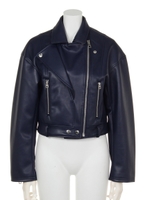 TWO COLLAR FAUX LEATHER JK/NVY