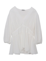 V-NECK FLARED BLOUSE/ホワイト