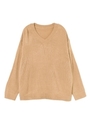 Vネックニット/ベージュ