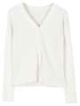 Vネックリブカーディガン/ホワイト