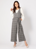 Vネックワイドコンビネゾン/シロクロ