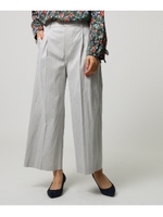 [L]【洗える】FABRICA リネンネップストライプパンツ/ライトグレー(311)