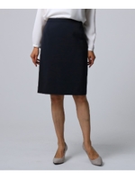 [L]【洗える】ダブルクロスタイトスカート/ネイビー(093)