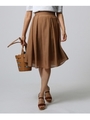 [L]【洗える】ローンフレアスカート/ブラウン(042)