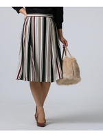 [L]マルチストライププリントスカート/ボルドー(164)