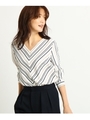 [S]【洗える】バイアスストライプブラウス/ホワイト(301)