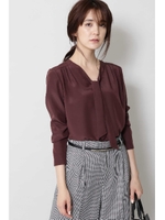 [ウォッシャブル]カラーボウタイブラウス/ボルドー(070)